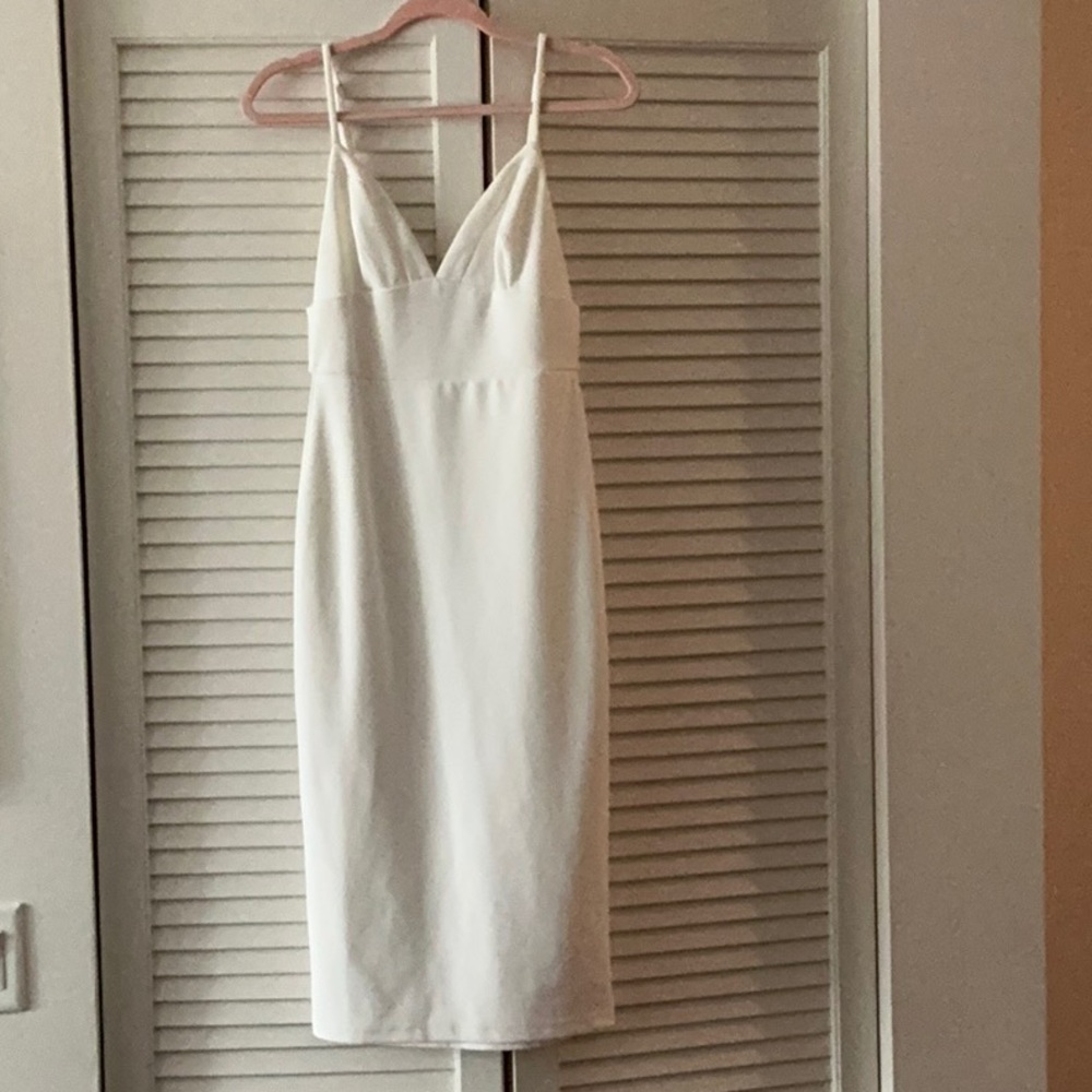 Lulu's White Sheath Midi Dress for Weddings